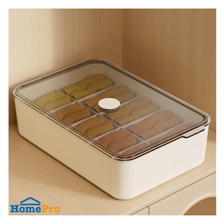 กล่องจัดเก็บผ้า มีฝา 10 ช่อง PLIM BRIX สีเบจ_3