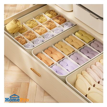 กล่องจัดเก็บผ้า มีฝา 10 ช่อง PLIM BRIX สีเบจ_4