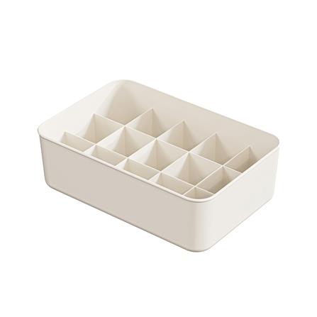 กล่องจัดเก็บผ้า มีฝา 15 ช่อง PLIM BRIX สีเบจ_1