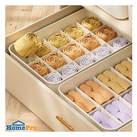 กล่องจัดเก็บผ้า มีฝา 15 ช่อง PLIM BRIX สีเบจ_4