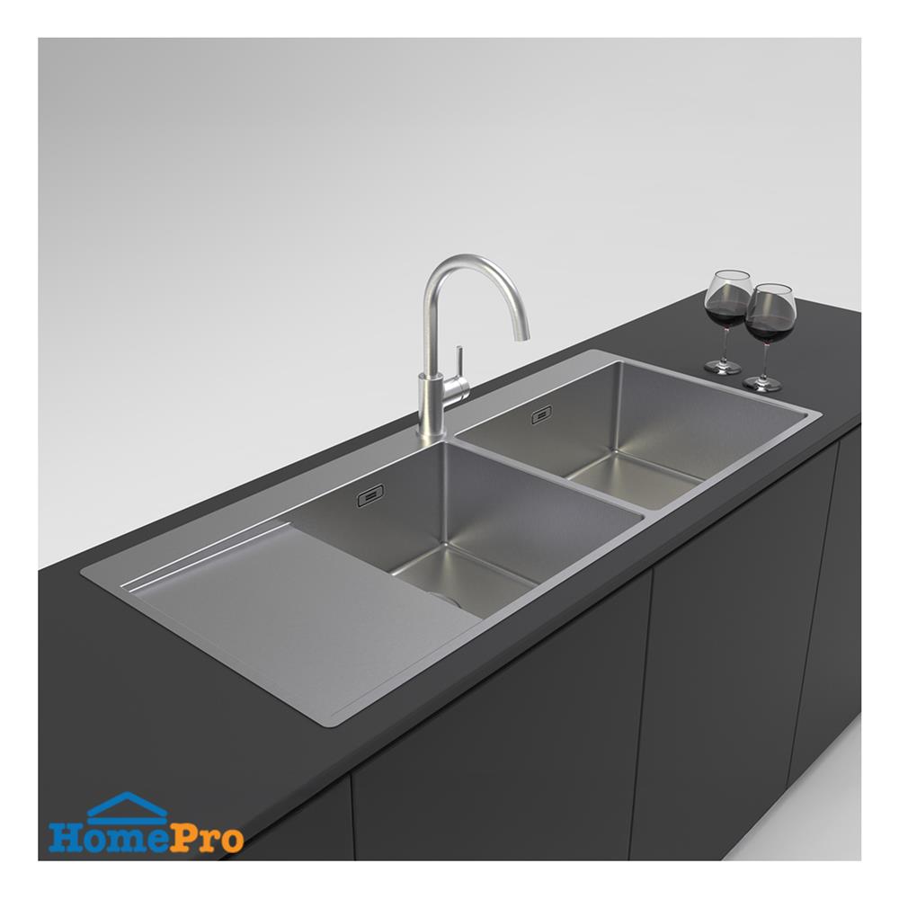 ซิงค์ฝัง 2 หลุม 1 ที่พัก FRANKE BXX221-10E LHD 120 ซม. สีเงิน