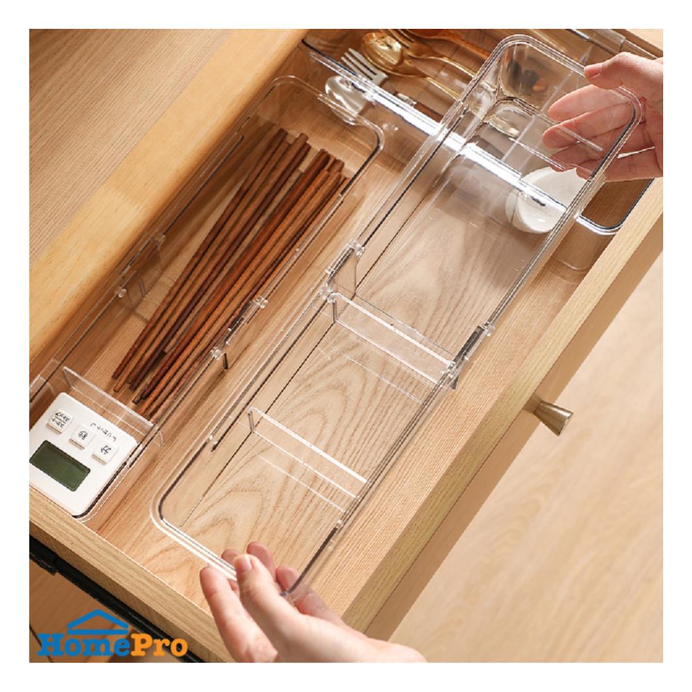 กล่องเก็บของปรับขนาดได้ KECH GLOSSY SIZE M สีใส