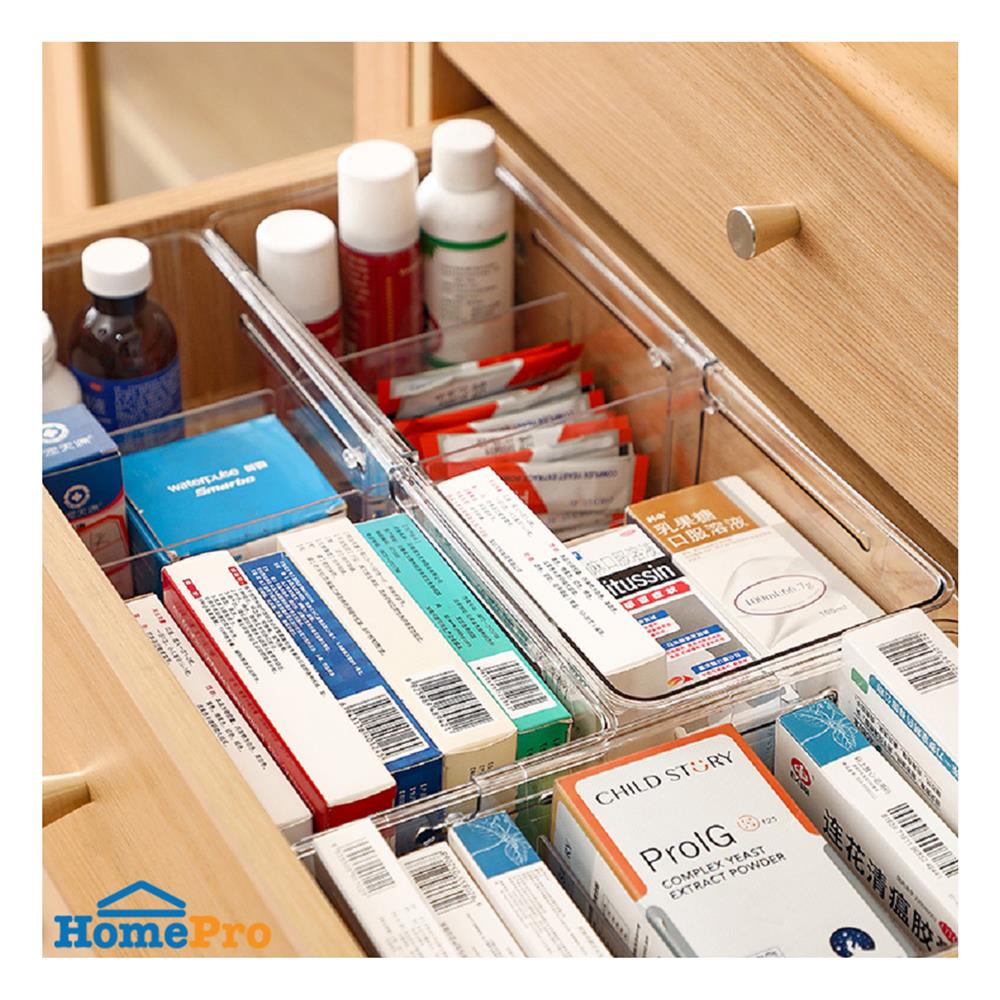 กล่องเก็บของปรับขนาดได้ KECH GLOSSY SIZE M สีใส