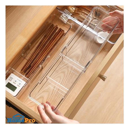 กล่องเก็บของปรับขนาดได้ KECH GLOSSY SIZE M สีใส_1