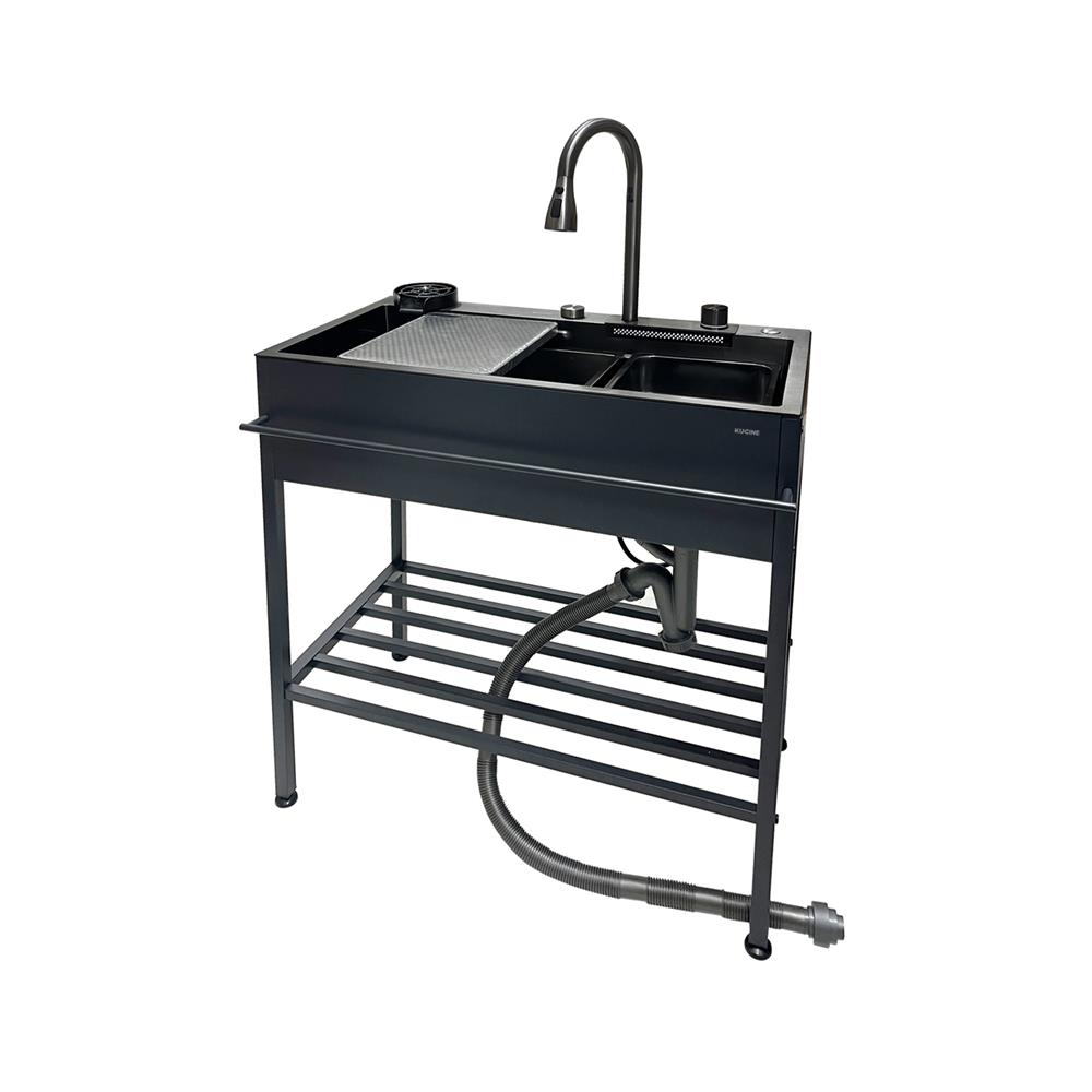 ซิงค์ขาตั้ง 1 หลุม KUCINE KURO8245 สีเทาดำ