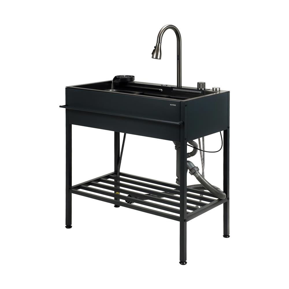 ซิงค์ขาตั้ง 1 หลุม KUCINE KURO8245 สีเทาดำ