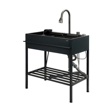 ซิงค์ขาตั้ง 1 หลุม KUCINE KURO8245 สีเทาดำ_2