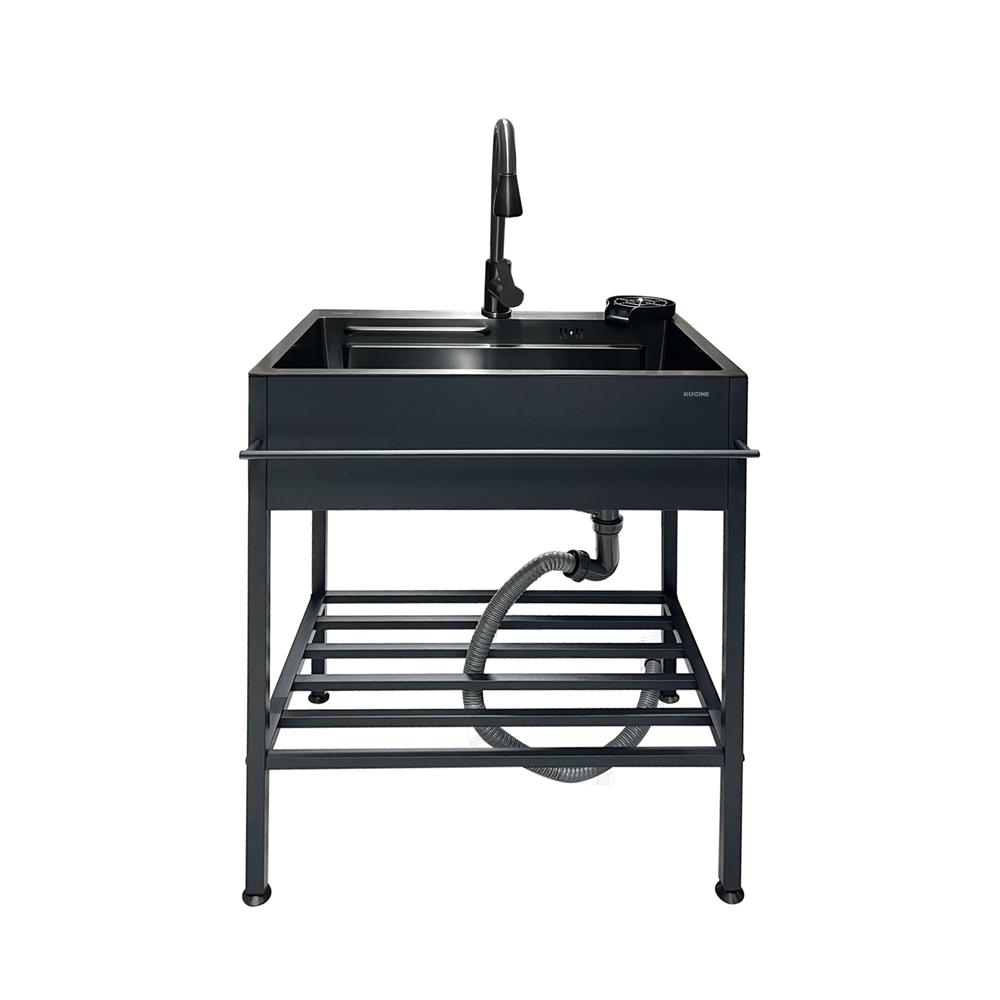 ซิงค์ขาตั้ง 1 หลุม KUCINE KURO6845 สีเทาดำ_1