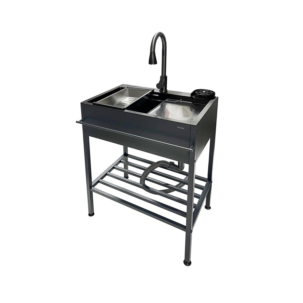 ซิงค์ขาตั้ง 1 หลุม KUCINE KURO6845 สีเทาดำ