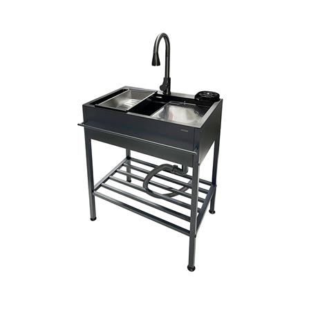 ซิงค์ขาตั้ง 1 หลุม KUCINE KURO6845 สีเทาดำ_2