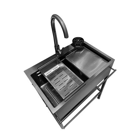 ซิงค์ขาตั้ง 1 หลุม KUCINE KURO6845 สีเทาดำ_3