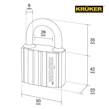 กุญแจ KRUKER KK-9399 50 มม. สีดำ_6