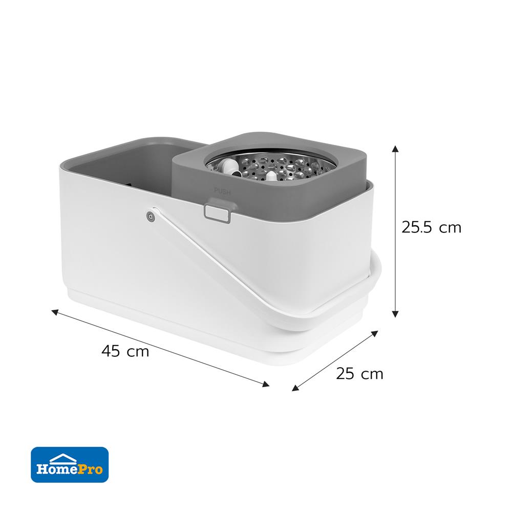 ชุดอุปกรณ์ถังปั่นพรีเมี่ยมพร้อมไม้ม็อบ ACCO A-NAMI สีเทา