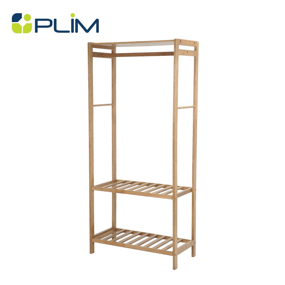 ราวแขวนผ้าไม้พร้อมชั้นวาง 2 ชั้น 80 ซม. PLIM LIVARA สีมอคค่า