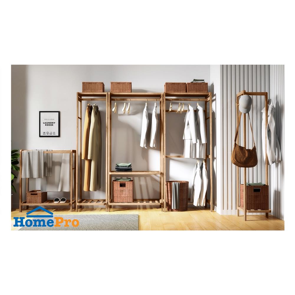 ราวแขวนผ้าไม้พร้อมชั้นวาง 2 ชั้น 80 ซม. PLIM LIVARA สีมอคค่า