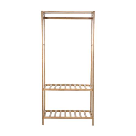 ราวแขวนผ้าไม้พร้อมชั้นวาง 2 ชั้น 80 ซม. PLIM LIVARA สีมอคค่า_1