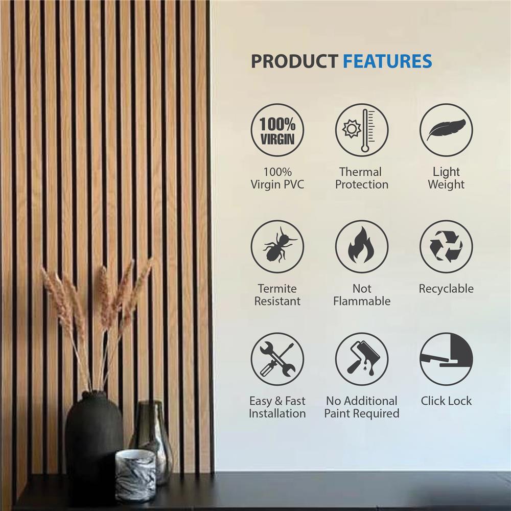 แผ่นผนัง PVC INOVAR FLOOR WPG870A 14.7x1.9x240 ซม. สี ENGLISH WALNUT