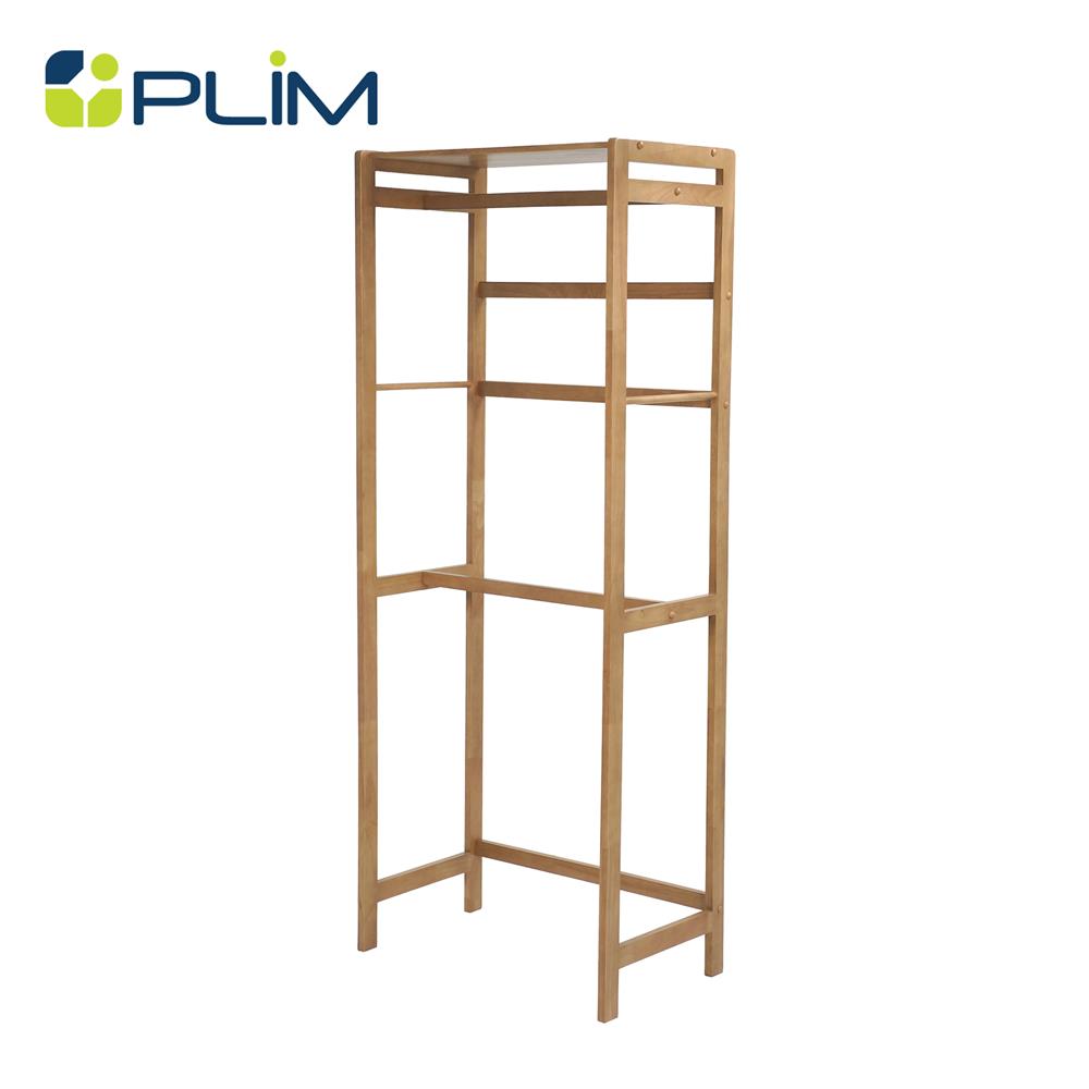 ราวแขวนผ้าไม้ 2 ราวแขวนพร้อมชั้นวาง 70 ซม. PLIM LIVARA สีมอคค่า