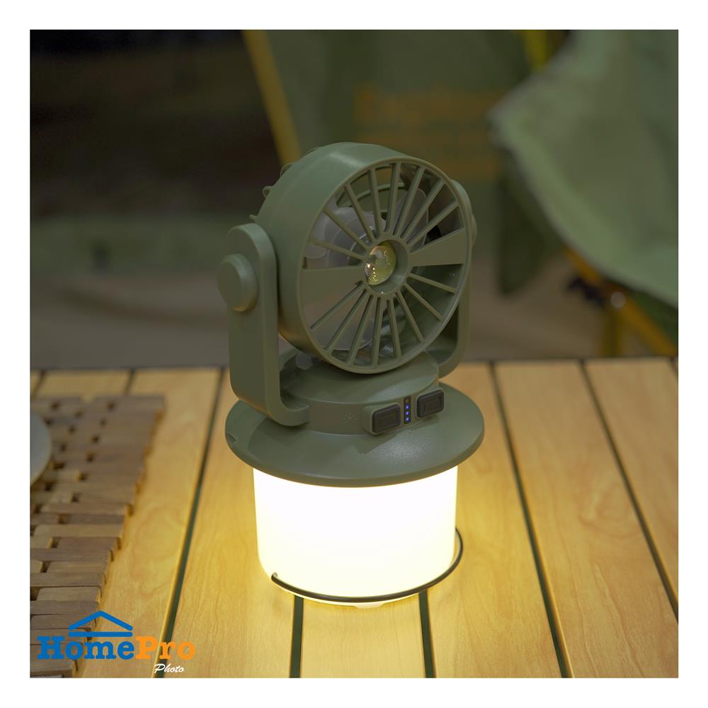 ไฟ LED แคมป์ปิ้งโซลาร์พร้อมพัดลม WORTH FL2526 190 ลูเมน DAYLIGHT