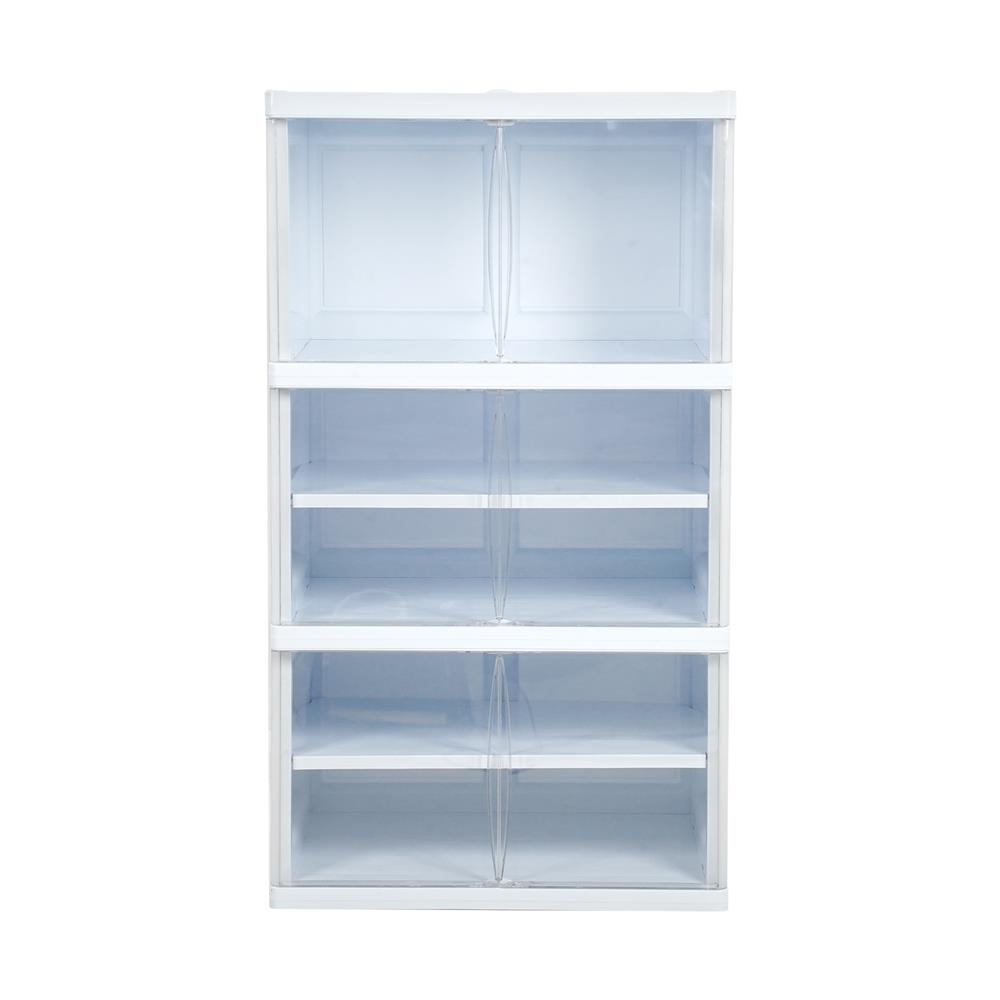 ตู้บานเปิด 3 ชั้น STACKO NOBI 70x50x122ซม. สีขาว/ใส