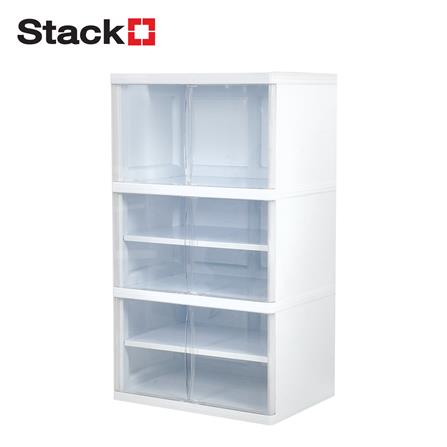 ตู้บานเปิด 3 ชั้น STACKO NOBI 70x50x122ซม. สีขาว/ใส_0