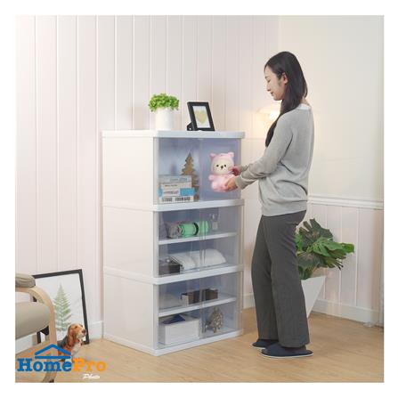 ตู้บานเปิด 3 ชั้น STACKO NOBI 70x50x122ซม. สีขาว/ใส_5