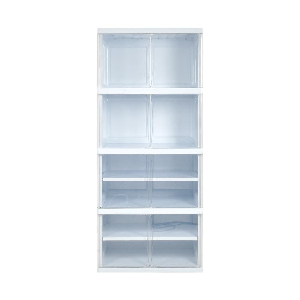 ตู้บานเปิด 4 ชั้น STACKO NOBI 70x50x162 ซม. สีขาว/ใส