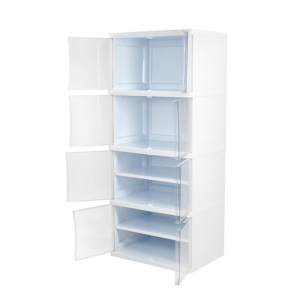 ตู้บานเปิด 4 ชั้น STACKO NOBI 70x50x162 ซม. สีขาว/ใส