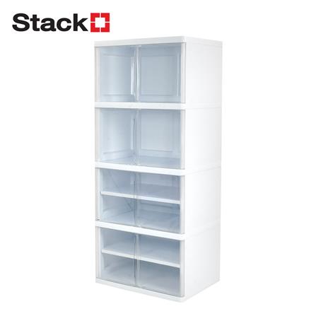 ตู้บานเปิด 4 ชั้น STACKO NOBI 70x50x162 ซม. สีขาว/ใส_1