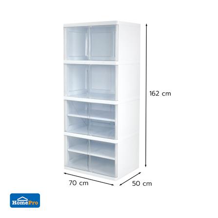 ตู้บานเปิด 4 ชั้น STACKO NOBI 70x50x162 ซม. สีขาว/ใส_7