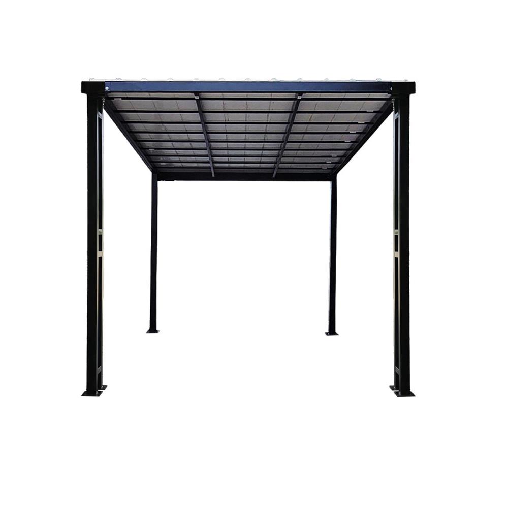 โรงจอดรถสำเร็จรูป หลังคาไวนิล ไม่มีรางน้ำฝน เสาตกแต่ง SUNSHIELD 3x5 เมตร