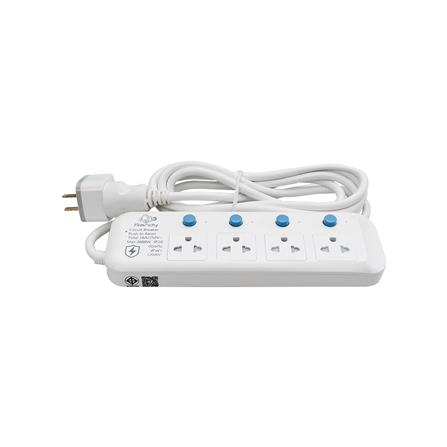 รางปลั๊กไฟ 4 ช่อง 4 สวิตซ์ กันฟ้าผ่า RANDY 814LP3 16 แอมป์ 3 เมตร สีขาว_2