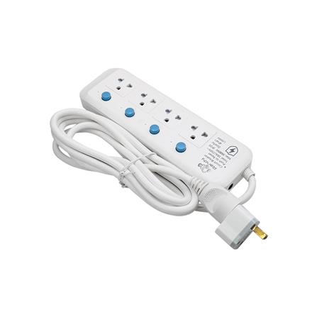 รางปลั๊กไฟ 4 ช่อง 4 สวิตซ์ กันฟ้าผ่า RANDY 814LP3 16 แอมป์ 3 เมตร สีขาว_3