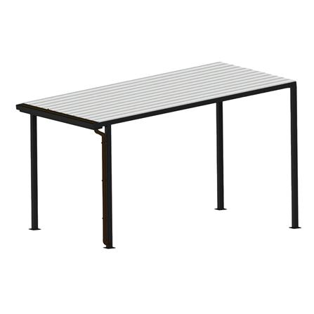 โรงจอดรถสำเร็จรูป หลังคาไวนิล มีรางน้ำฝน เสาธรรมดา SUNSHIELD 3x5 เมตร_1