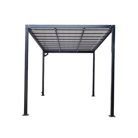 โรงจอดรถสำเร็จรูป หลังคาไวนิล มีรางน้ำฝน เสาธรรมดา SUNSHIELD 3x5 เมตร_2