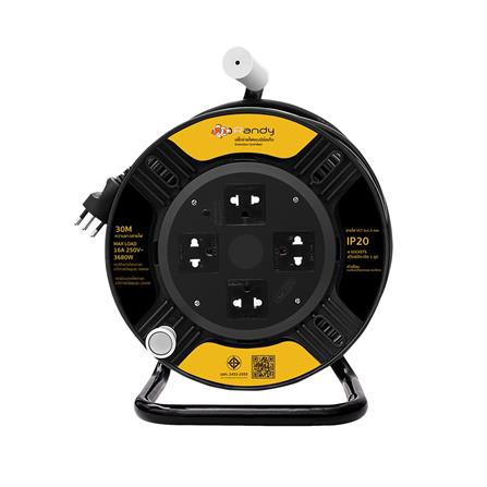 ล้อเก็บสายไฟ 4 ช่อง RANDY GD04-30M 16A 3,680 วัตต์ 30 เมตร สีดำ_0