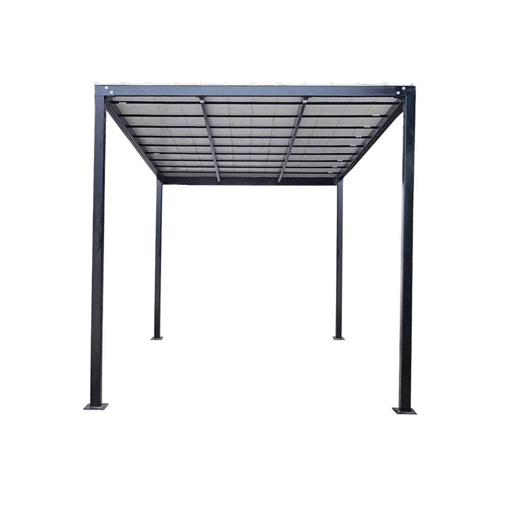 โรงจอดรถสำเร็จรูป หลังคาไวนิล ไม่มีรางน้ำฝน เสาธรรมดา SUNSHIELD 3x5 เมตร