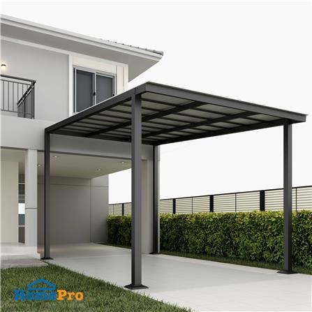 โรงจอดรถสำเร็จรูป หลังคาไวนิล ไม่มีรางน้ำฝน เสาธรรมดา SUNSHIELD 3x5 เมตร_5