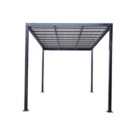 โรงจอดรถสำเร็จรูป หลังคาไวนิล ไม่มีรางน้ำฝน เสาธรรมดา SUNSHIELD 3x5 เมตร_2