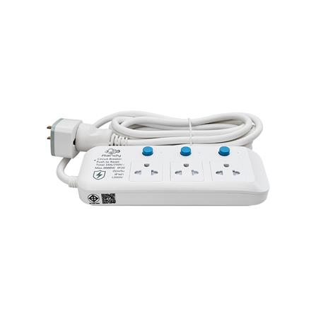 รางปลั๊กไฟ 3 ช่อง 3 สวิตซ์ กันฟ้าผ่า RANDY 813LP3 16 แอมป์ 3 เมตร สีขาว_2