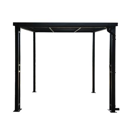 โรงจอดรถสำเร็จรูป หลังคาโพลีคาร์บอเนตแบบตัน มีรางน้ำฝน เสาตกแต่ง SUNSHIELD 3x5 เมตร สีน้ำตาล_2