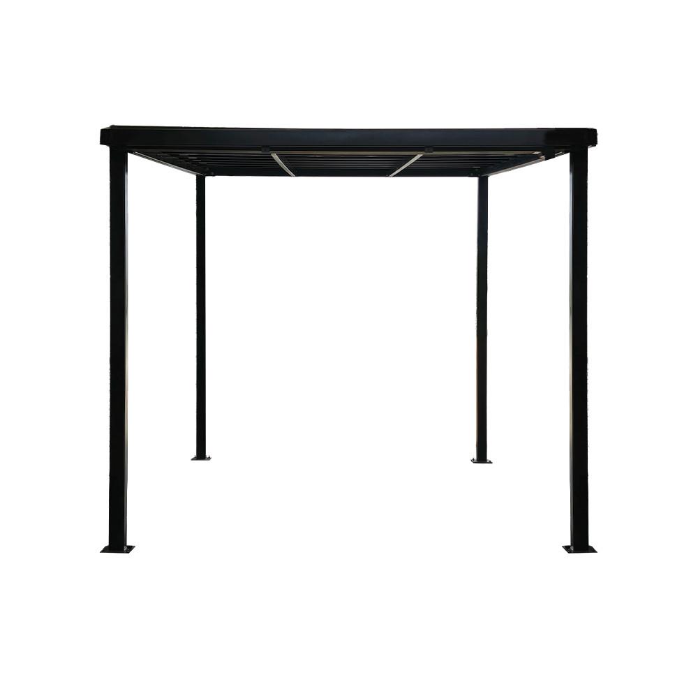 โรงจอดรถสำเร็จรูป หลังคาโพลีคาร์บอเนตแบบตัน ไม่มีรางน้ำฝน เสาธรรมดา SUNSHIELD 3x5 เมตร สีน้ำตาล