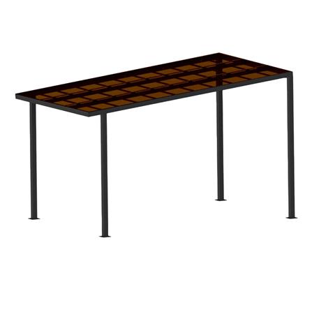 โรงจอดรถสำเร็จรูป หลังคาโพลีคาร์บอเนตแบบตัน ไม่มีรางน้ำฝน เสาธรรมดา SUNSHIELD 3x5 เมตร สีน้ำตาล_1