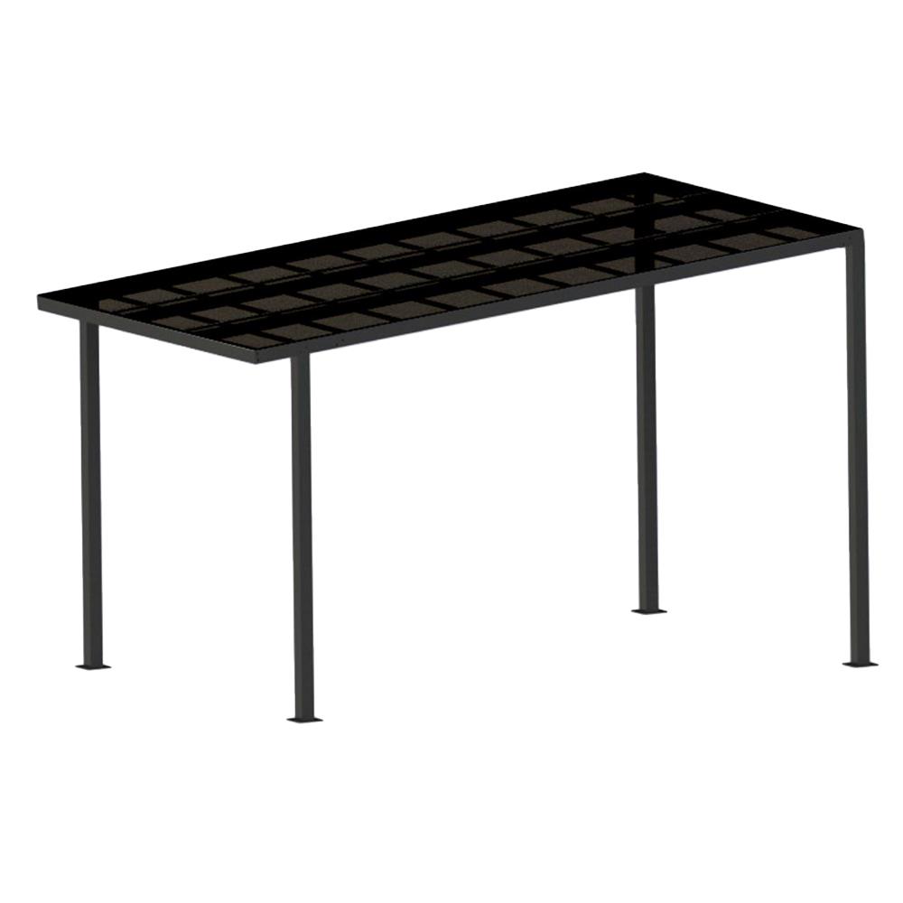 โรงจอดรถสำเร็จรูป หลังคาโพลีคาร์บอเนตแบบตัน ไม่มีรางน้ำฝน เสาธรรมดา SUNSHIELD 3x5 เมตร สีเทา