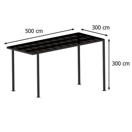 โรงจอดรถสำเร็จรูป หลังคาโพลีคาร์บอเนตแบบตัน ไม่มีรางน้ำฝน เสาธรรมดา SUNSHIELD 3x5 เมตร สีเทา_6