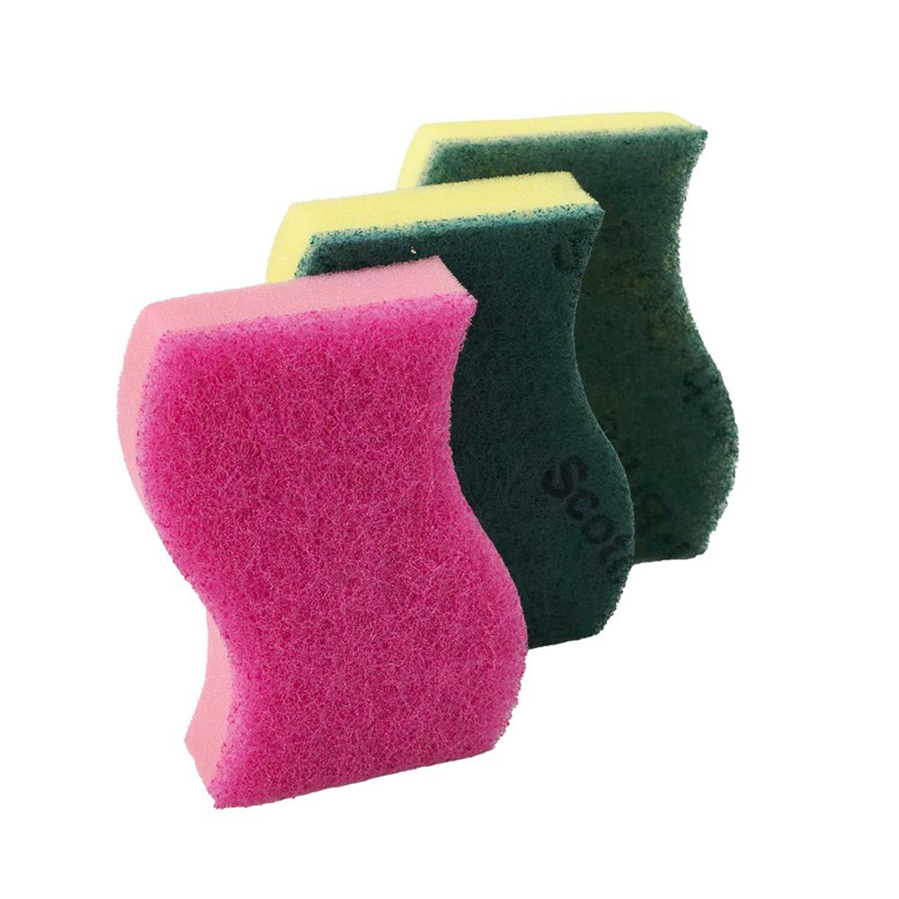 แผ่นใยขัดพร้อมฟองน้ำ SCOTCH-BRITE แอนตี้แบคทีเรีย (แพ็ก 3 ชิ้น)