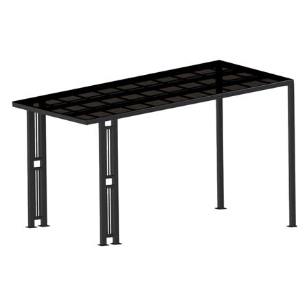 โรงจอดรถสำเร็จรูป หลังคาโพลีคาร์บอเนตแบบตัน ไม่มีรางน้ำฝน เสาตกแต่ง SUNSHIELD 3x5 เมตร สีเทา_1