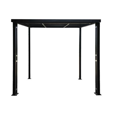 โรงจอดรถสำเร็จรูป หลังคาโพลีคาร์บอเนตแบบตัน ไม่มีรางน้ำฝน เสาตกแต่ง SUNSHIELD 3x5 เมตร สีเทา_2