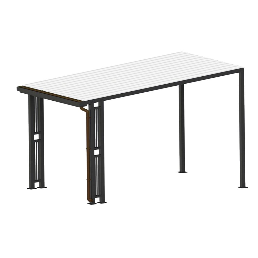 โรงจอดรถสำเร็จรูป หลังคาไวนิล มีรางน้ำฝน เสาตกแต่ง SUNSHIELD 3x5 เมตร