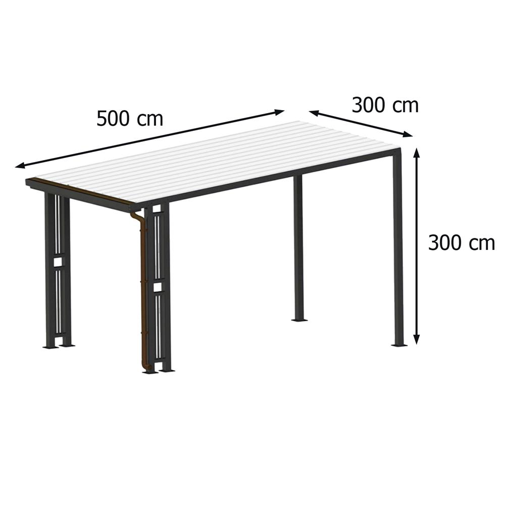 โรงจอดรถสำเร็จรูป หลังคาไวนิล มีรางน้ำฝน เสาตกแต่ง SUNSHIELD 3x5 เมตร